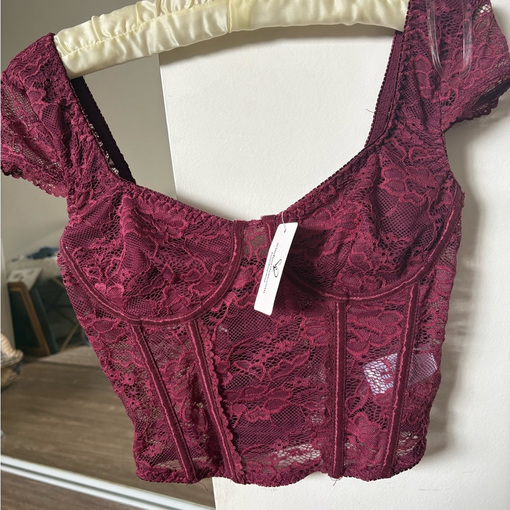 Windsor Burgundy Lace Corset Top